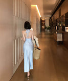 ロングドレスホルターネックVネック谷間見せレースカワセクシーエレガントバックレスドレスパーティー WQ2-XKD-D200-2935-Mar14