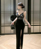 ロングドレス キャバドレス セクシー レース スリット入り キャミソール エレガント 二次会 パーティー イベント クラブ JC2-ZED888703DXH238A