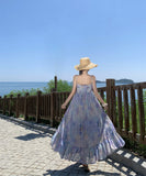 ロングドレス 海辺リゾート フレンチキャミソールワンピース 気品あふれる アシンメトリー レトロエレガント 写真映え デート JC2-CD1-E289-82050600