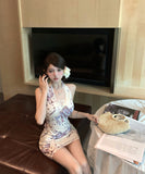 ミニドレスキャバドレスレースホルターネックバックレスドレスセクシーパーティー女子力 WQ2-MXX753