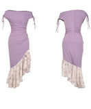 手作りドレス非対称オフショルダー花柄フリル非対称マーメイドドレス宴会パーティー着痩せ気質 WQ2-JY51329