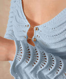 【2色】サンドレス ロングドレス 谷間見せ 袖付き おしゃれ クロシェ編み hot girl WQ2-CM82601