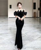 ロングドレス オフショルダー ベロア エレガント スタイリッシュ スリムフィット パーティー イベント JC2-ZED882614DXH437A