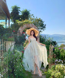 ロングドレス リゾートウェア ハーネスネック 花柄 フリル シフォン フレンチテイスト レトロ JC2-CD4-516-53040800