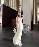 ロングドレスホルターネックサンドレスバックレスドレスセクシー谷間見せVネック小顔ハイウエストセクシーエレガント WQ2-CD3-227-10430730