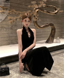 Lady's coco ロングドレス キャバドレス セクシー Vネック レーストリム バックレス ホルターネック スリット入り エレガントドレス 結婚式 二次会 披露宴 パーティー 上品 LW2-DD5925