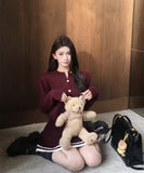 【3色】2点セット ミニドレス キャバドレス セクシー 大人可愛い ニットカーディガン＋ハイウエストプリーツスカート セットアップ  お出かけ デート 出勤 LW2-OYF2585