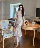 手作り 膝丈ドレス エレガント セレブ風 高品質 チュール 高級感 YH2-JY20456