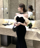 ロングドレス キャバドレス セクシー セレブ風 ホルターネック ハンドメイドビジュー付き ノースリーブ ベルベット タイトドレス パーティー JC2-ZED882610DXH437