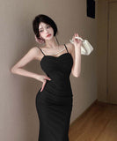 【2色】膝丈ドレス 気質 マーメイドドレス パール セクシー 名媛スタイル YH2-DD6419