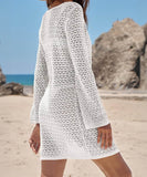 【6色】サンドレス ミニドレス 谷間見せ 袖付き おしゃれ クロシェ編み hot girl WQ2-CM7552