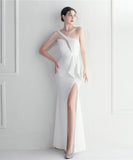 【6色】ロングドレス キラキラ パーティードレス ワンーショルダー お姫様 誕生日 演奏会 宴会 WQ2-YEY19971#