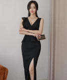 キャバドレス 膝丈ドレス 気質 谷間露出 おしゃれ セクシー 着痩せ YH2-ZED882721BH506
