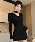 【2色】ミニドレス おしゃれ Vネック キャバドレス セクシー レース party YH2-DD5924