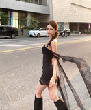ミニドレスベアトップキャバドレスレース非対称セクシーナイトクラブパーティー谷間見せ WQ2-ZED882535DXH437A