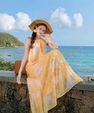 ロングドレスサンドレス着痩せ気質花柄旅行SNS話題ビーチ海バックレスドレスセクシー大人可愛い WQ2-CD6-141-92380650