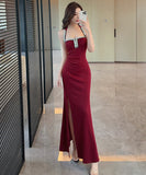 【3色】 ロングドレス キャバドレス セクシータイトキャミワンピ スリット入り ショート丈 デート 女子会 パーティー 二次会 LW2-OYF9758