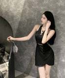 ミニドレスキャバドレスホルターネックセクシーウエストカードパーティーナイトクラブバックレスドレス WQ2-ZED882879DXH502