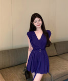 【2色】ミニドレスキャバドレスVネックAライン着痩せ気質谷間見せ指名女子力 WQ2-ZED88721DXH342