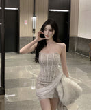 【2色】ミニドレス キャバドレス  花柄 レース セクシー ノースリーブ YH2-DD6215