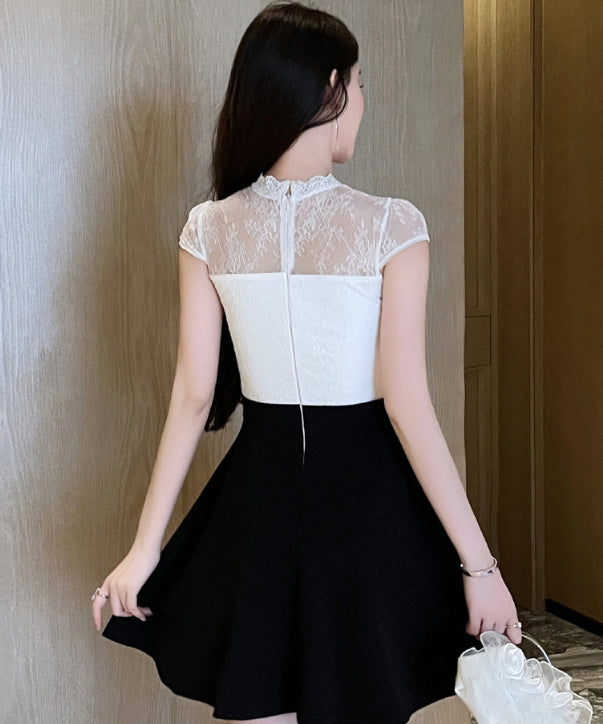 ミニドレス キャバドレス レース Aライン セクシー 谷間露出