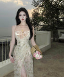 【3点セット】ビキニ水着ロングドレスキラキラサンドレス谷間見せ肌見せセクシー高級感旅行ビキニ WQ7-CD1-E215-65780620