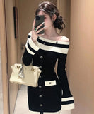 Lady's coco ミニドレス キャバドレス セクシー ギャル ニット オフショル タイトシルエット LW2-OYF66217