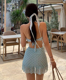 bikini水着星柄ホルターネックワンピースSNS話題セクシー温泉 WQ7-YWYC141