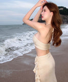 3点式セットビキニ水着モノキニホルターネック谷間見せセクシービーチ海モノキニタンキニ旅行 WQ7-FH-WEI001