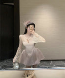 ミニドレスレースセレブ風カワセクシーAラインお姫様パーティー宴会誕生日ドレス高級感気質 WQ2-XKD-D452-1033-Mar2