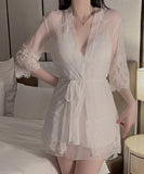 【2点セット】パジャマ セクシー ルームウェア チュール レース 透明感 YH8-GR-P3997