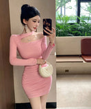 Lady's coco ミニドレス キャバドレス セクシー デザイン オフショルダー ウエストマーク ドレープ タイトスカート ペンシルライン  デート LW2-ZED888881DXH348B