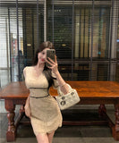 ミニドレスキャバドレスレースパフスリーブかわいい気質女子力着痩せ韓国っぽ通勤同伴 WQ2-XKD-D452-1037-Mar2