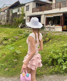 上下セットビキニ水着体型カバーワンピースビキニ花柄レースフリル露出控え温泉ビーチ海 WQ7-GM-adn006