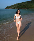 3点式セット ビキニ水着ホルターネックフリル水玉柄セクシーワンピースエレガント気質 体型カバー WQ7-DP-A10338