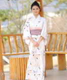 【日本即日発送】浴衣 浴衣セット 兵児帯 しわ兵児帯 伝統式浴衣 レディース 百合柄 草花柄 2024YTK-006