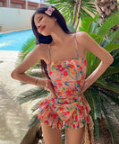 水着ビキニタンキニモノキニ花柄フリル体型カバー露出控え着痩せ温泉ビーチ海 WQ7-DP-A33242