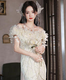 ナイトドレス 宴会 ロングドレス 立体花 エレガント 誕生日 披露宴 YH2-MBYD11509318477