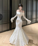 Lady's coco ロングドレス キャバドレス フレンチスタイル オフショルダー レースドレス タイト ウエストマーク 上品 セクシー 秋冬新作 LW2-CD7-238-87130600