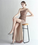 【8色】ロングドレス キラキラ パーティードレス ワンーショルダー お姫様 誕生日 演奏会 宴会 WQ2-YEY18900#