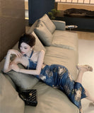 チャイナドレス ドレス 花柄 背露出 セクシー ホルターネック YH2-DD6222