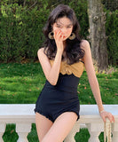 水着モノキニタンキニビキニリボン体型カバー露出控えセクシーリボンワンショルダー温泉ビーチ海 WQ7-DP-A31489