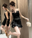 手作りドレスミニドレスキャバドレスレースフリルセクシーエレガントパーティー宴会高級感 WQ2-JY91521