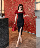 手作り 膝丈ドレス エレガント セレブ風 宴会 チュール 披露宴 YH2-JY30117