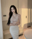 【2色】 キャバドレス party 花柄 レース セクシー ホルターネック YH2-DD6221