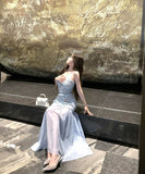 ロングドレスレースキャミワンピ谷間見せセクシー取り外し可能なチュールスカートおしゃれ宴会パーティーフラワー高級感気質 WQ2-XKD-D452-1063-Apr9