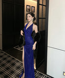 ロングドレス セクシー ボディコン Vネック パーティー スリット入り 上品 高級感 気質 エレガント 結婚式 二次会 披露宴 フォーマル LW2-CD3-260-70290650