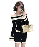 Lady's coco ミニドレス キャバドレス セクシー ギャル ニット オフショル タイトシルエット LW2-OYF66217