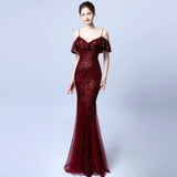 【7色】ロングドレス 高品質 キラキラ ナイトドレス 宴会 エレガント YH2-YEY18015#