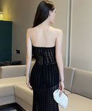 ロングドレス パーティードレス ゴージャス セクシー 脚長効果 背露出 透け感 YH2-YM9166